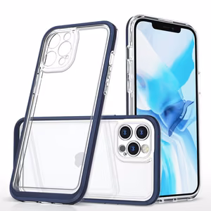  Skaidrs 3in1 vāciņš iPhone 12 Pro ar zila rāmi želejas pārklājums