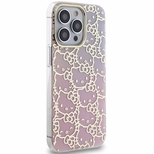 Hello Kitty IML Gradient Electrop Crowded Kitty Head Case for iPhone 15 Pro Max - Pink