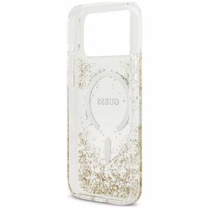 Guess Resin Bottom Glitter MagSafe maciņš, paredzēts iPhone 18 Pro Max / 17 Pro Max, zeltains