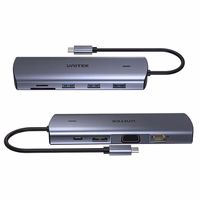 UNITEK sadalītājs USB-C 9IN1 HDMI, VGA, SD, RJ45, PD 100W
