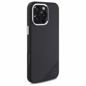 Mercedes MEHMP16L23SUGDK iPhone 16 Pro 6.3" black/black hardcase Silicone Tonal Logo Wood Pattern MagSafe
