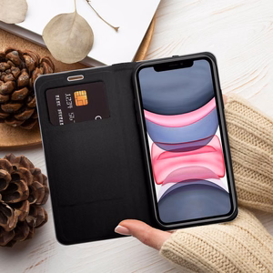 Viedtālruņa apvalks (m) - LUNA Book Carbon IPHONE 11 melns (m)