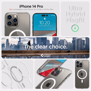 Spigen Ultra Hybrid Magnētiskais apvalks ar MagSafe iPhone 14 Pro - caurspīdīgs/balts