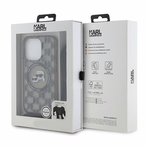 Karl Lagerfeld IML Crossbody Monogram Karl & Choupette Head Magnētiskais viedtālruņa apvalks iPhone 15 Pro Max - melns
