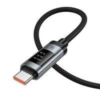 Kabelis USB A uz USB C Hoco PD 6A 240W 1,2 m U148 ar digitālo indikatoru - melns