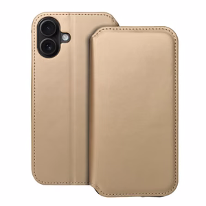 DUAL POCKET grāmatas tipa viedtālruņa apvalks IPHONE 16 Plus zelta