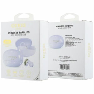 Bezvadu austiņas OWS Guess Metalic Finish Electropated Parts Classic Logo, violetas