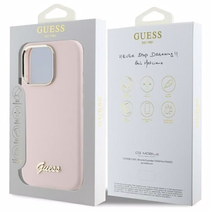 Guess Silikona Uzraksts Metāla Logo & Rāmis iPhone 16 Pro Apvalks - rozā