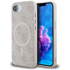 Guess 4G Ring Classic Logo Magnētiskais viedtālruņa apvalks iPhone 16e - rozā