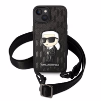 Karl Lagerfeld KLHCP14MSTKMK iPhone 14 Plus 6.7" melns/melns cietais apvalks Monogramma Ikonik Plāksteris