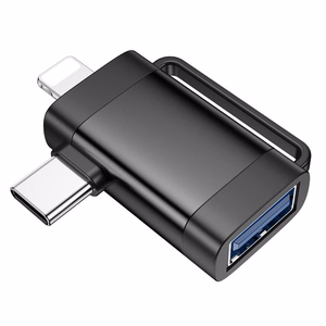 Adapter OTG 2in1 USB C / Lightning to USB A Hoco UA31F black