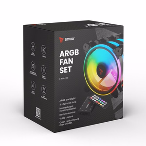 SAVIO FAN-01 4 gab. 120mm ARGB ventilatoru komplekts ar kontrolieri un tālvadības pulti
