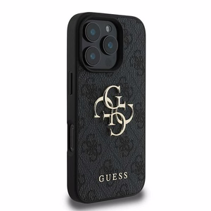 Guess 4G Liels logotipa apvalks viedtālrunim iPhone 16 Pro - melns