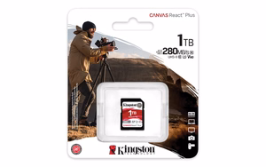 Kingston Technology 1TB Canvas React Plus SDXC UHS-II 280R/150W U3 V60 priekš Full HD/4K