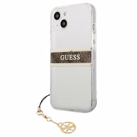 Guess GUHCP13SKB4GBR iPhone 13 mini 5.4" caurspīdīgs cietais apvalks 4G Brūna Siksniņas Šarms
