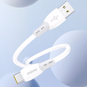 Dudao L25ST 5A USB-A - USB-C kabelis ar mīkstu silikona apvalku 1m - balts