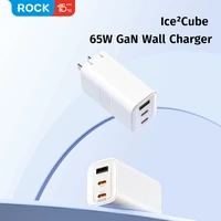 Rock Sienas lādētājs Ice2Cube GaN - USB + 2xType C - PD 65W 3A balts