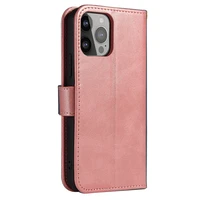 Magnet Case elegants grāmatas tipa apvalks ar statīvu iPhone 13 Pro Max rozā