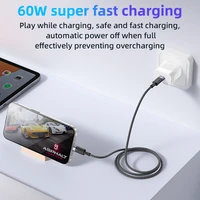 Yesido Kabelis CA160 austa - Type C uz Type C - PD 60W 1,2 metri melns