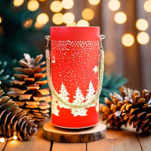 Christmas stikls Lantern FCL-10 sarkans-zelta L Forever Light