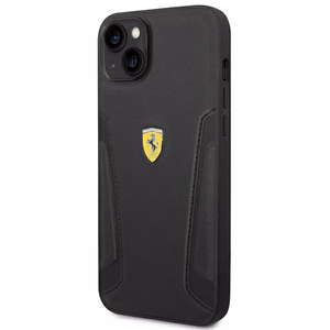Viedtālruņa apvalks Ferrari FEHCP14MRBUK iPhone 14 Plus 6.7 melns ādas uzspiedums uz sāniem