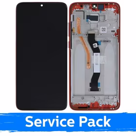 LCD ekrāns saderīgs ar Xiaomi Redmi Note 8 Pro ar rāmi koraļļu oranžs (Service Pack)
