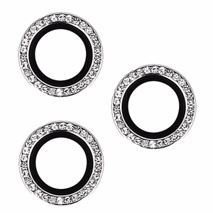 Закалённое стекло Hard Diamond для камеры (Lens) для iPhone 14 Pro/14 Pro Max серебряное (3 шт.)