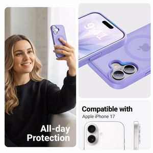 Crong Hybrid Matte Magnetic MagSafe vāciņš ierīcei iPhone 17, lavandas krāsā