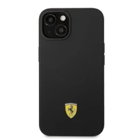Ferrari FEHMSIP14SBK iPhone 14 6.1" melna/melna cietais apvalks silikona metāla logotips Magsafe