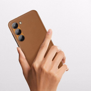 Dux Ducis Grit viedtālruņa apvalks Samsung Galaxy S23+ elegants apvalks no mākslīgās ādas brūna