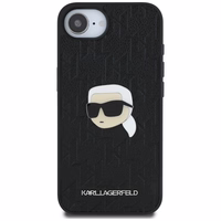 Karl Lagerfeld Monogram Karl Head Pin viedtālruņa apvalks iPhone 16e - melns