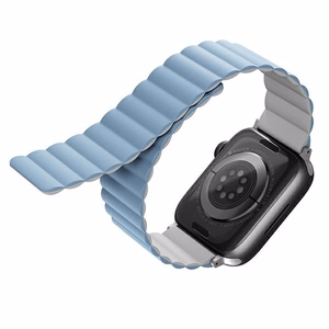 UNIQ siksniņa Revix Apple Watch Series 1/2/3/4/5/6/7/8/9/SE/SE2 38/40/41mm divpusējs magnētisks balts-zils