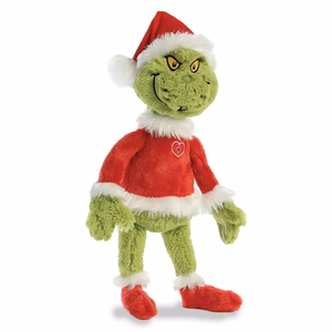 Grinch videi draudzīga plīša rotaļlieta Ziemassvētku vecīša tērpā, 43 cm