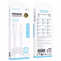 USB kabelis Borofone BX117 USB-C uz Lightning 1,0 m, balts