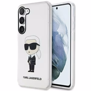 Karl Lagerfeld KLHCS23SHNIKTCT S23 S911 caurspīdīgs cietais viedtālruņa apvalks Ikonik Karl Lagerfeld