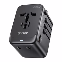 Power charger - Unitek 65W Universal Travel Adapter (P1122ABK01) | 1xUSB-A 3xUSB-C 1xAC