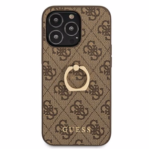 Guess GUHCP13L4GMRBR iPhone 13 Pro / 13 6.1" коричневый/коричневый жёсткий чехол 4G с кольцом-подставкой