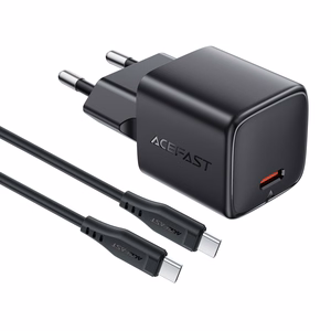 Lādētājs Acefast A118 30W GaN USB-C + USB-C uz USB-C kabelis 1.2m melns