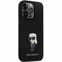 Karl Lagerfeld KLHCP14XSMHKNPK viedtālruņa apvalks iPhone 14 Pro Max 6.7" - melns silikona Ikonik metāla piespraude