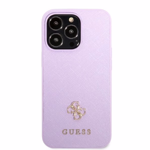 Guess GUHCP13LPS4MU iPhone 13 Pro / 13 6.1" violets/violets cietais apvalks Saffiano 4G mazs metāla logotips