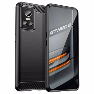 Carbon Case чехол для Realme GT Neo 3 гибкая силиконовая карбоновая накладка чёрный
