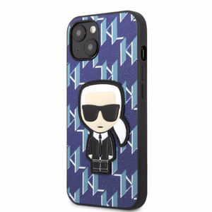 Karl Lagerfeld KLHCP13MPMNIKBL iPhone 13 6.1" cietais apvalks zils/zils Monogramma Ikonik Plāksteris
