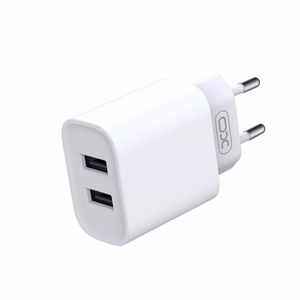 XO sienas lādētājs CE02C 2x USB 2,1A balts + Lightning kabelis