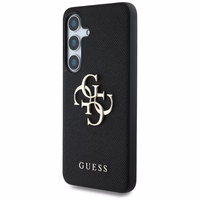Guess Grained Big 4G Logo Small Classic Logo viedtālruņa apvalks Samsung Galaxy S25 Plus melns