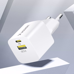 Wozinsky WWCEAC GaN USB-A USB-C 33W сетевое зарядное устройство - белое