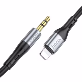 AUX kabelis Jack 3,5 mm uz Lightning Hoco 1 m UPA22 melns