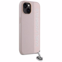 Karl Lagerfeld Saffiano Rhinestones & Charm viedtālruņa apvalks iPhone 15 / 14 / 13 - rozā