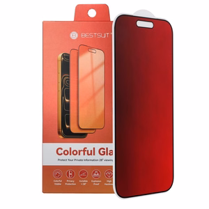 Bestsuit 5D Colorful Privacy 180 elastīgais hibrīda aizsargstikls iPhone 15 Pro, fuksīna krāsā