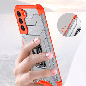 Crystal gredzena apvalks bruņu hibrīda + magnētiskais turētājs Samsung Galaxy S22 + (S22 Plus) zils