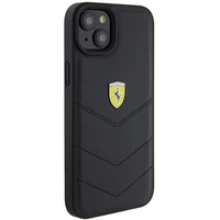 Ferrari FEHCP15MRDUK viedtālruņa apvalks iPhone 15 Plus 6.7" melns/melns ciets ar stepētu metāla logotipu